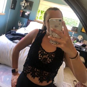 Black laced sheer crop top